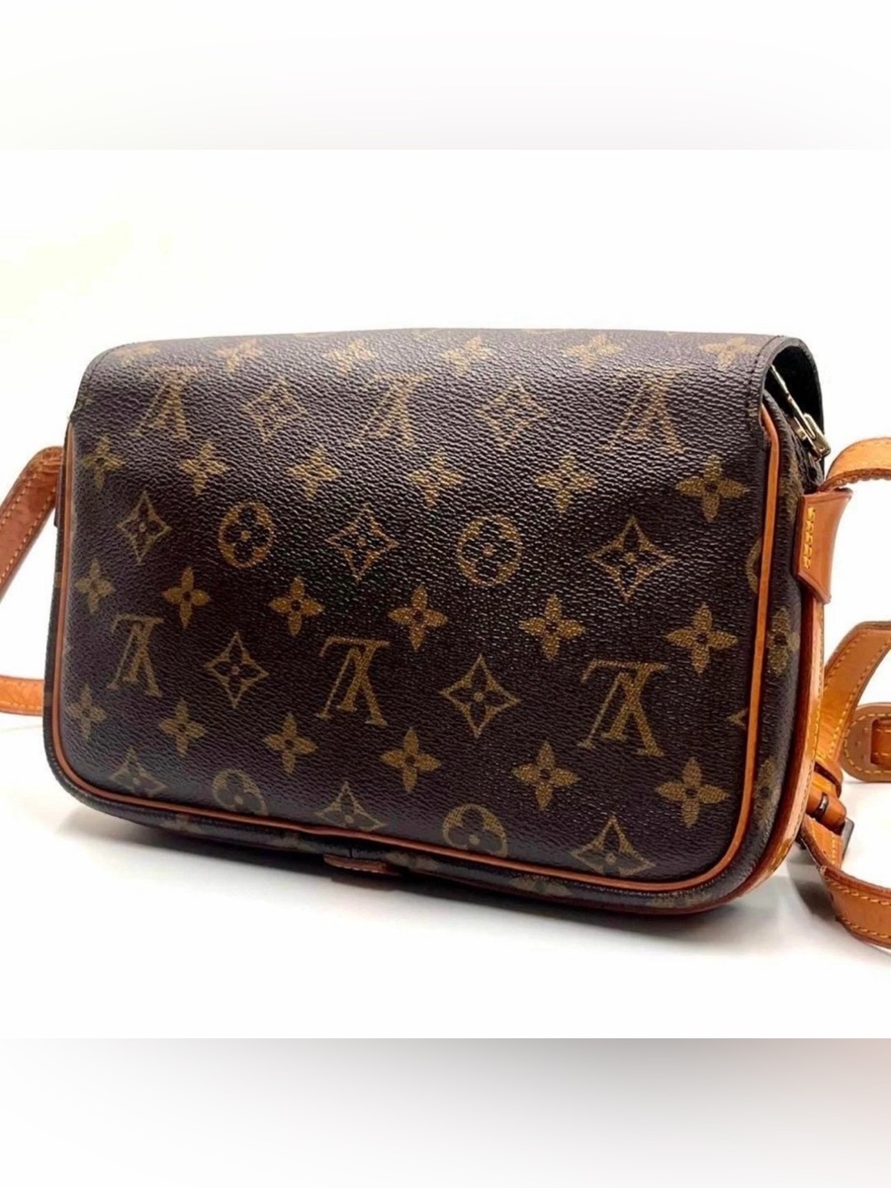 Louis Vuitton Monogram Crossbody in Brown and Tan Leather Trim